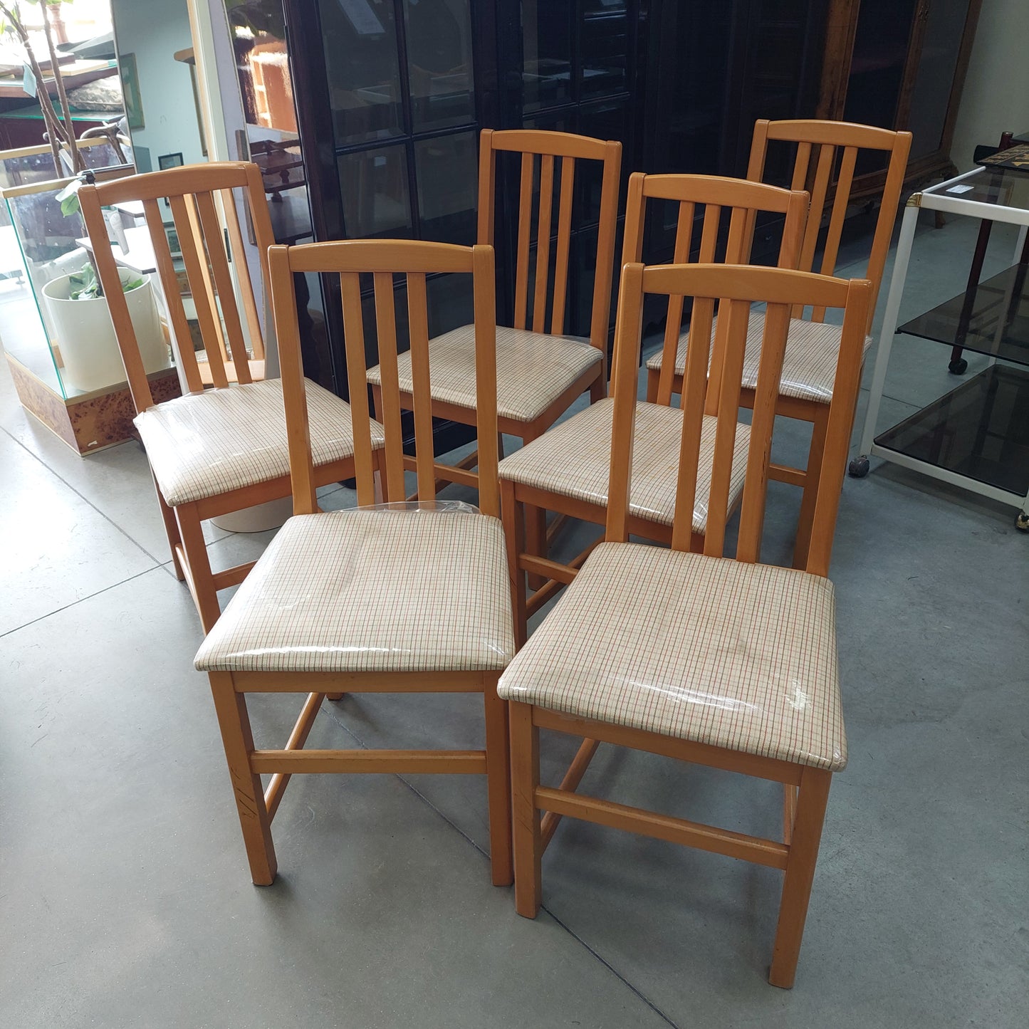Set/6 Sedie Legno Faggio Imb. Beige