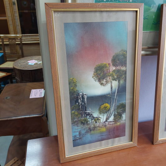 Quadro Cinese Paesaggio Con Lago Cm36x61