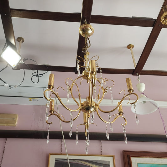 Lampadario * Dorato Gocce Cristallo 6/l