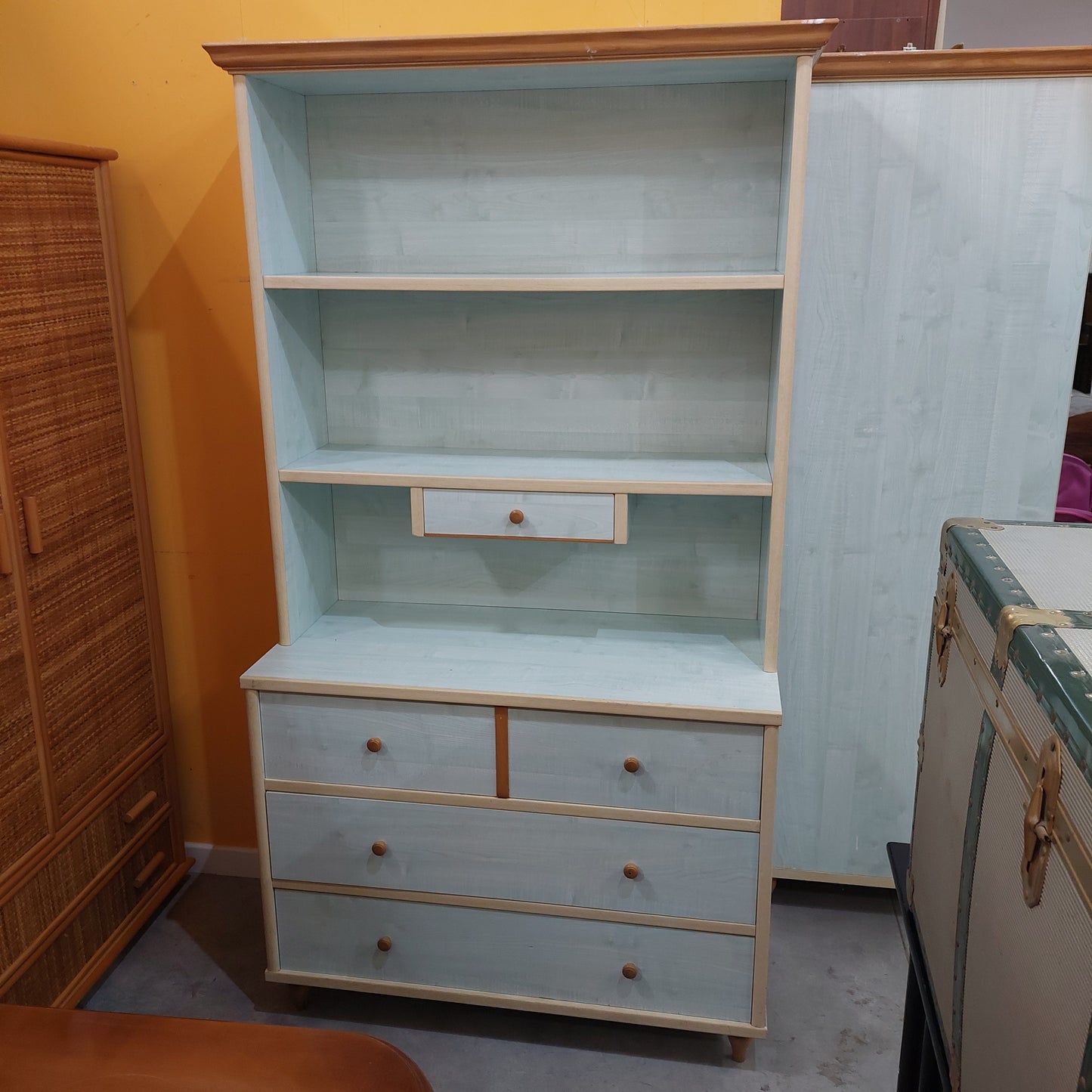 Libreria Con Cassettiera 4/c Azzurra Cm112x52x199