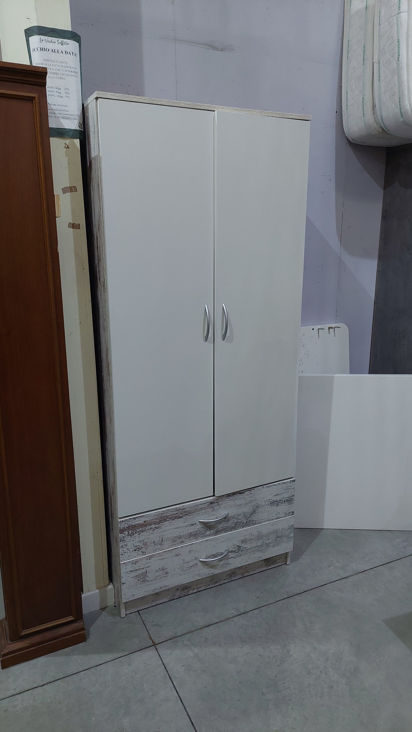 Armadio Bicolore 2/ante 2/cassetti Cm218x96x77h