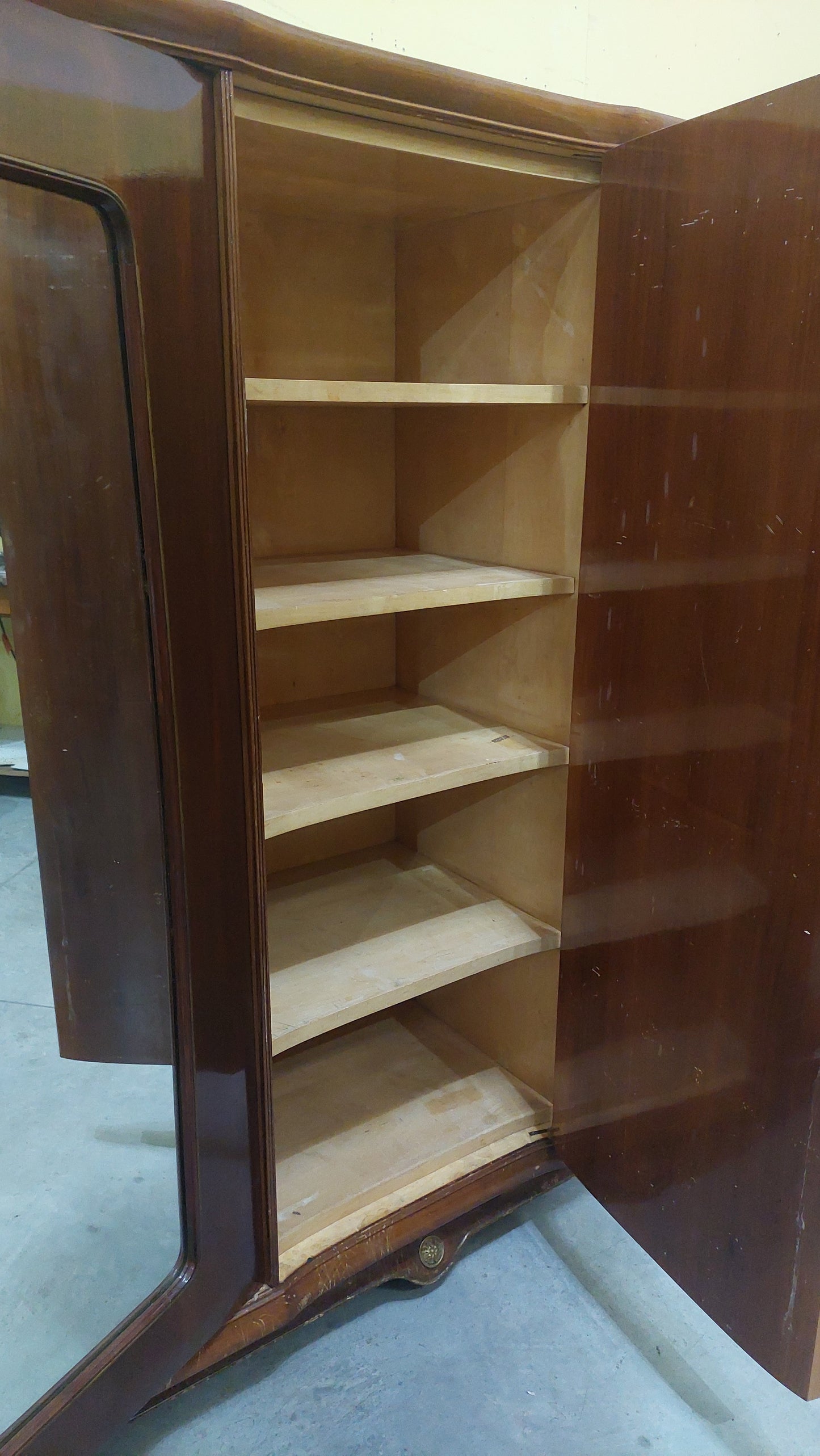 Armadio Legno Anni '50 5/ante Con Specchi Cm276x60x184h