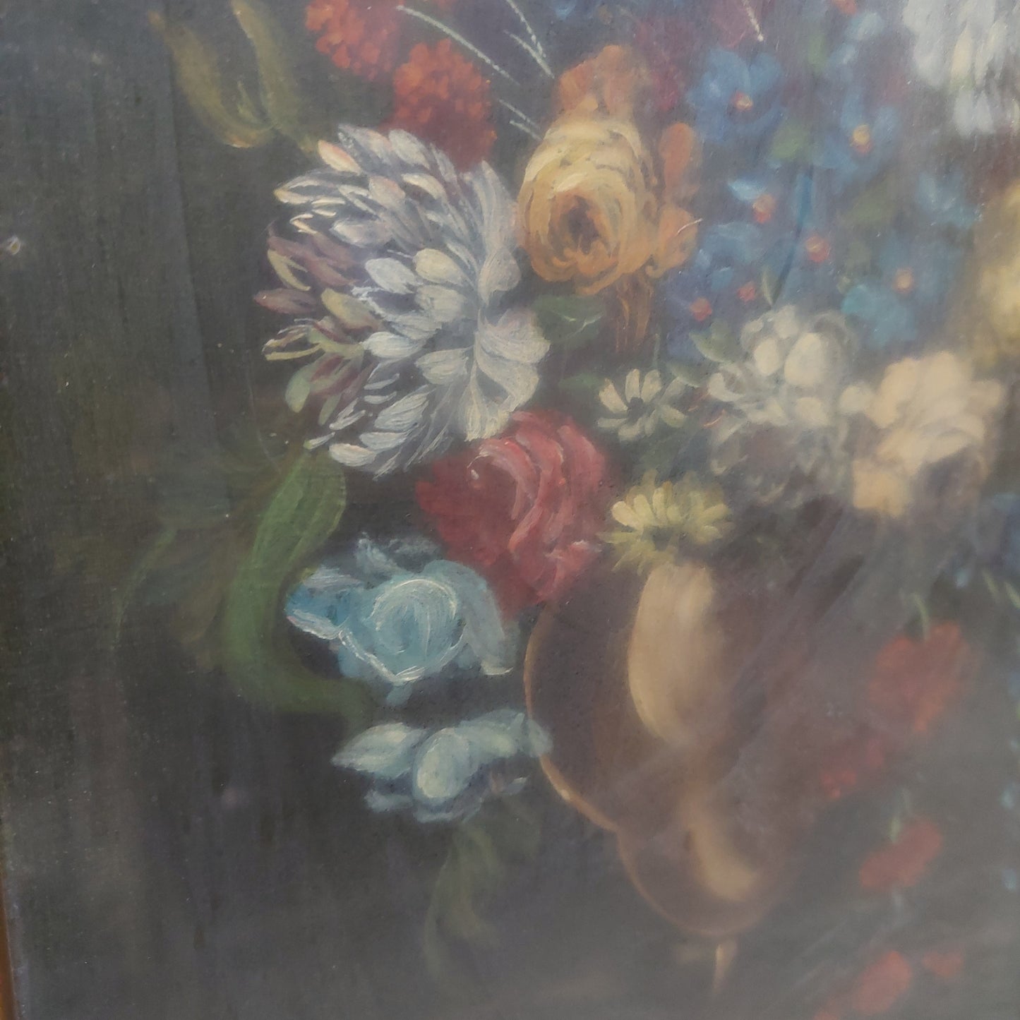 Quadro Vaso Con Fiori Cornice Legno Oro Cm38x63