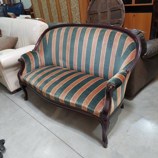 Divanetto Legno Imbottitura Velluto Righe