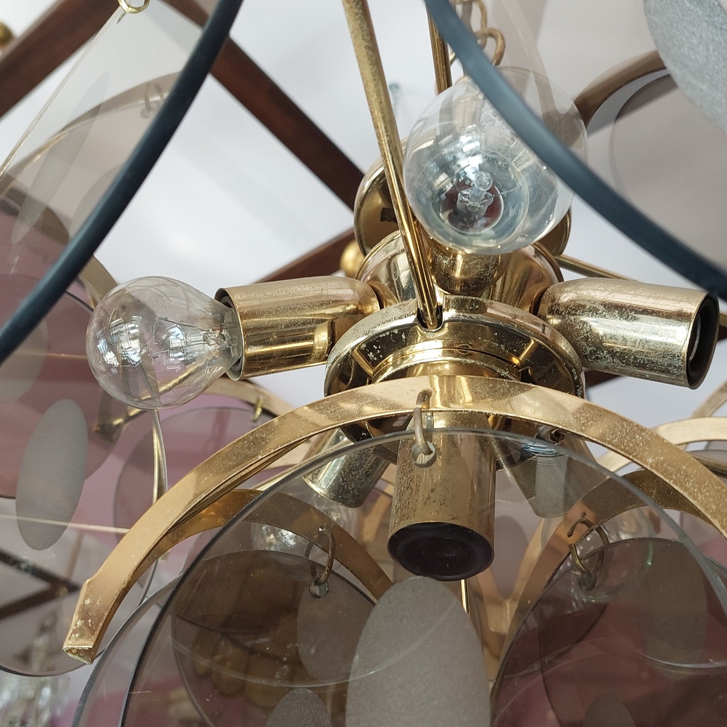 Lampadario St. Gino Vistosi Ottone/vetro Fume' 6/l