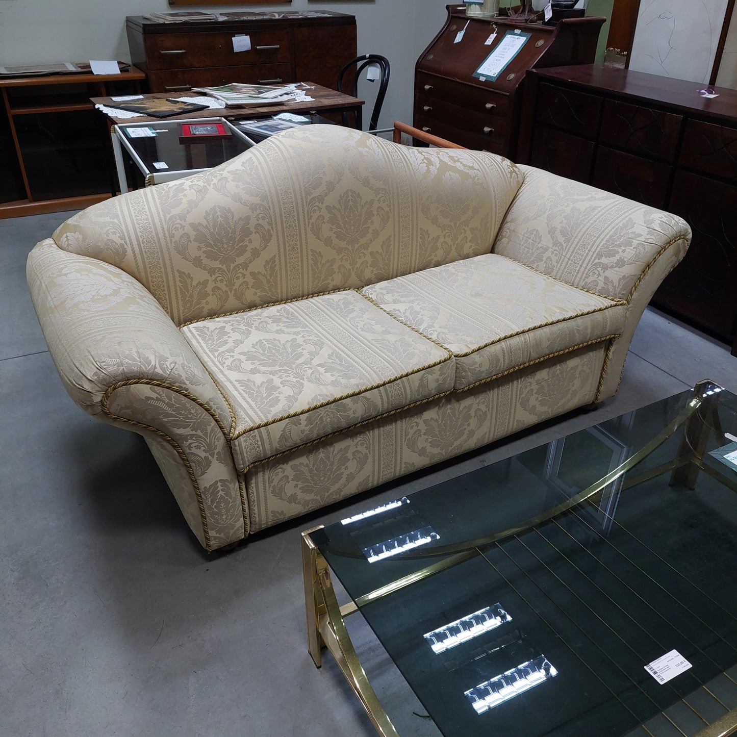 Divano Classico 2 Posti Damascato Cm190x90x90h