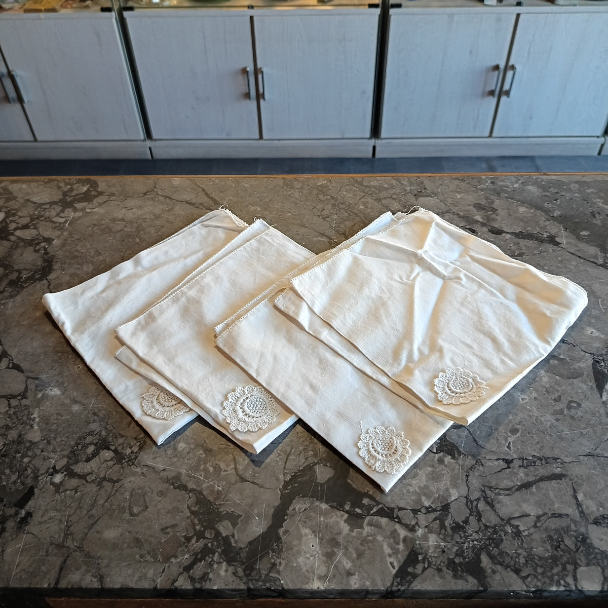 Set/4 Tovaglioli Ricamo Fiore