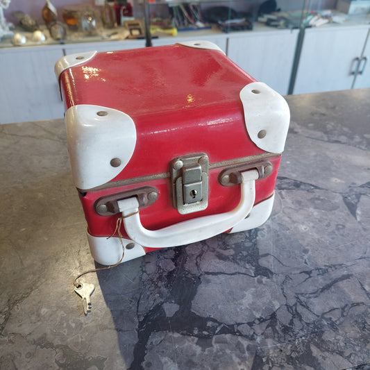 Valigetta Di Cartone A Cubo Rossa E Bianca Vintage