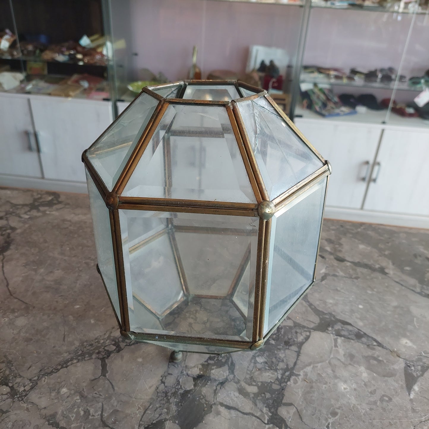 Lanterna * Indiana Ottone / Vetro Sfaccettata Cm26x26h