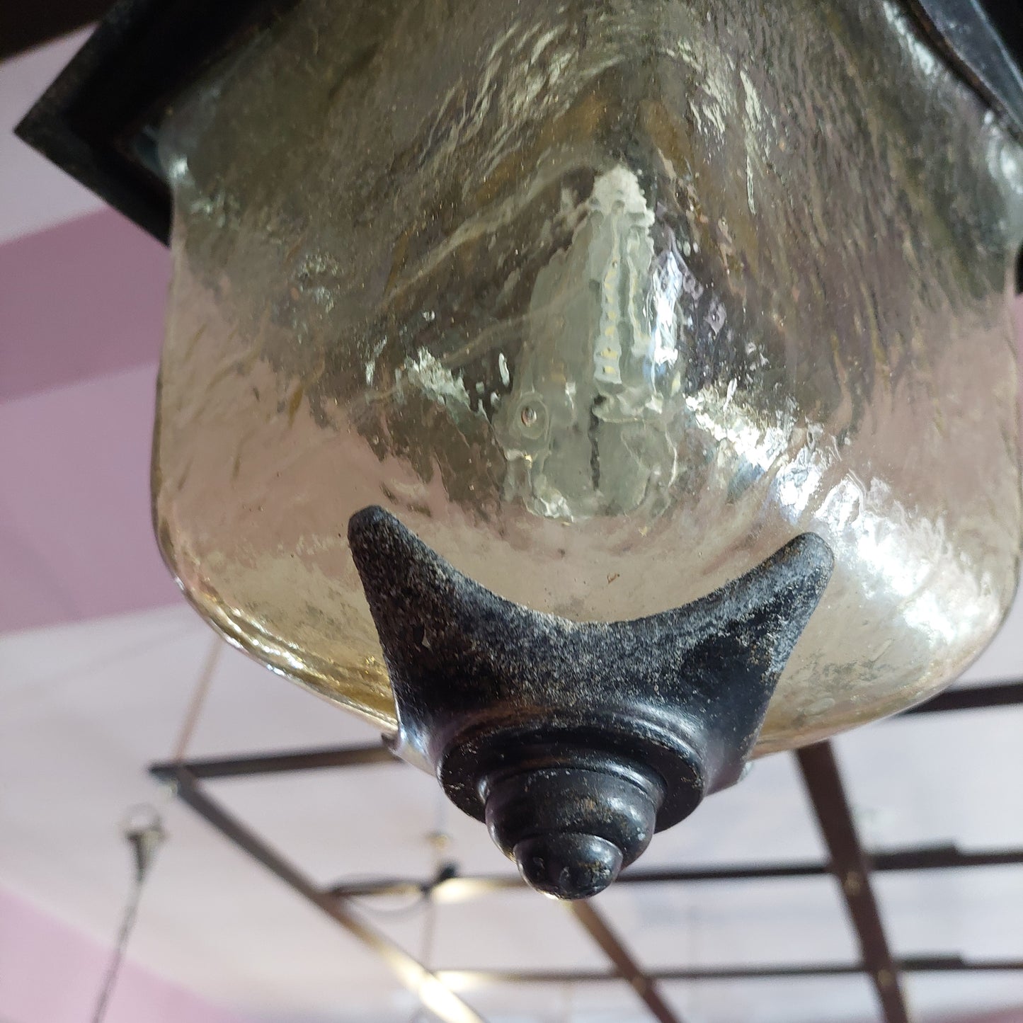 Lampadario * Lanterna Ferro / Vetro Ambrato