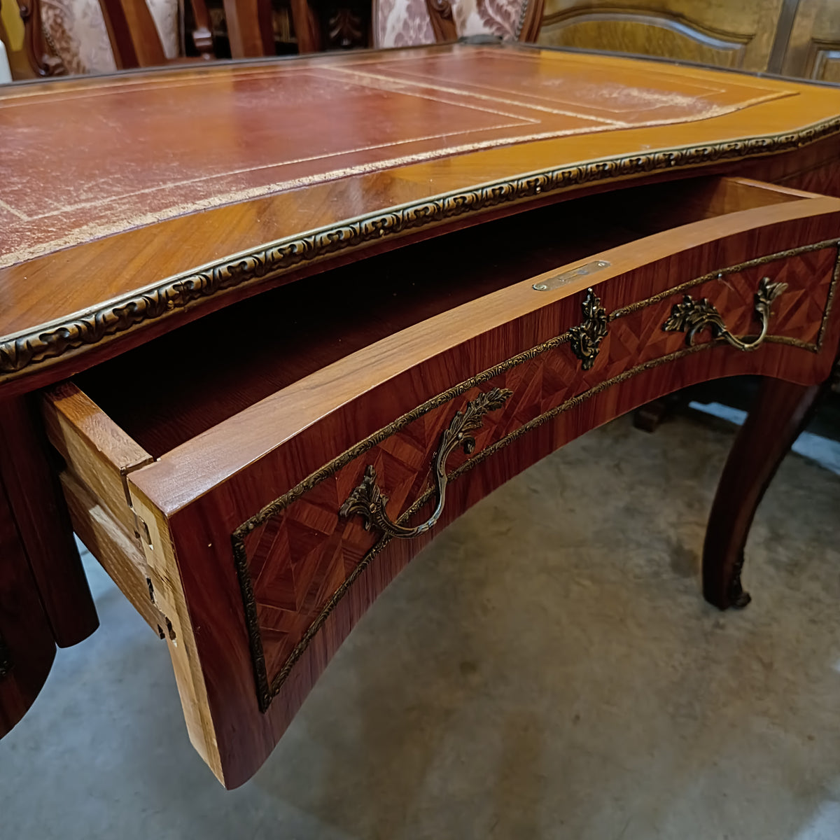 Scrivania Legno/fregi Piano* Pelle St. Luigi Xv Cm145x75x80