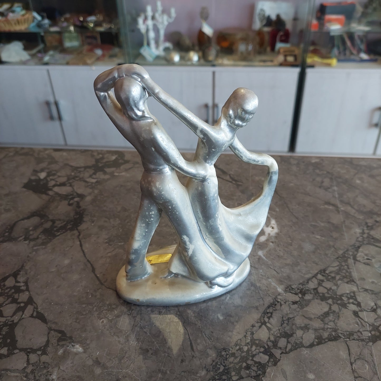 Statuetta Coppia Ballerini Porcellana Argentata *