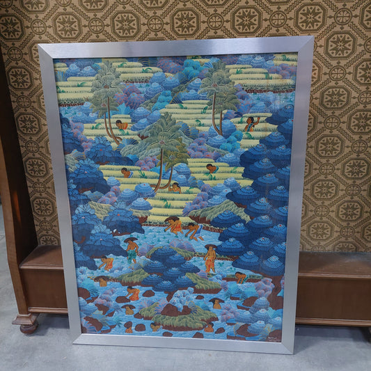 Quadro Batik* Indonesiano Risaie Cornice Vintage Cm69x89