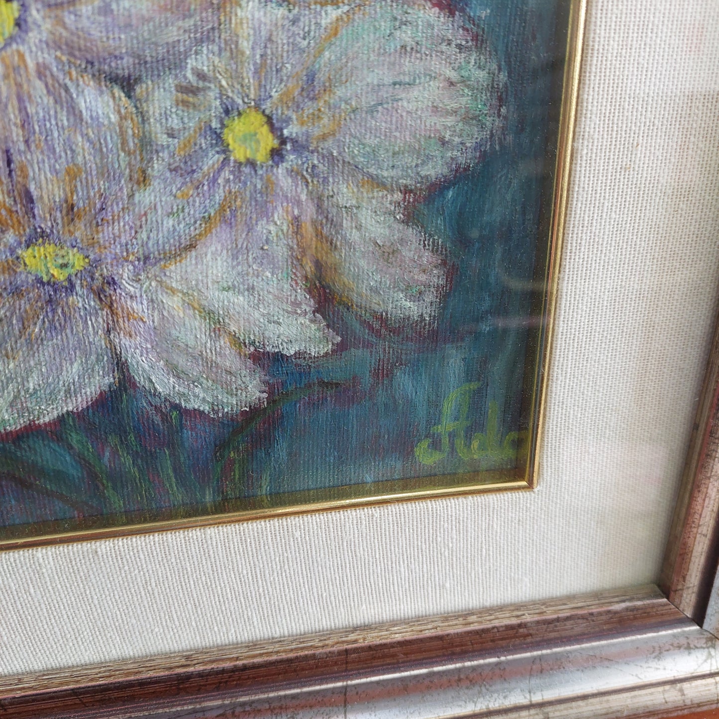 Q/fiori Olio Su Tela Di Ada Cm36x41