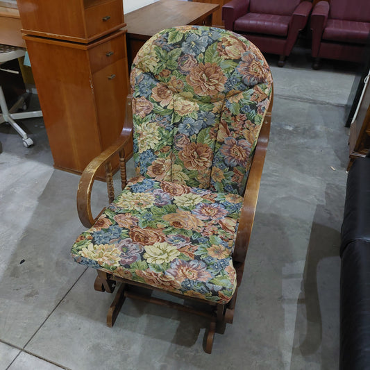 Sedia A Dondolo Legno/tessuto Floreale