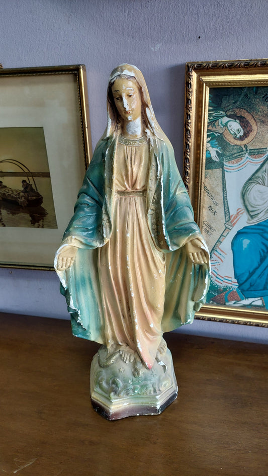 Statua Madonna Miracolosa In Gesso* 900 H37