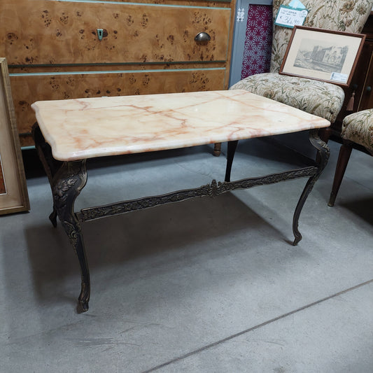 Tavolino Ottone Piano Marmo Anni 50