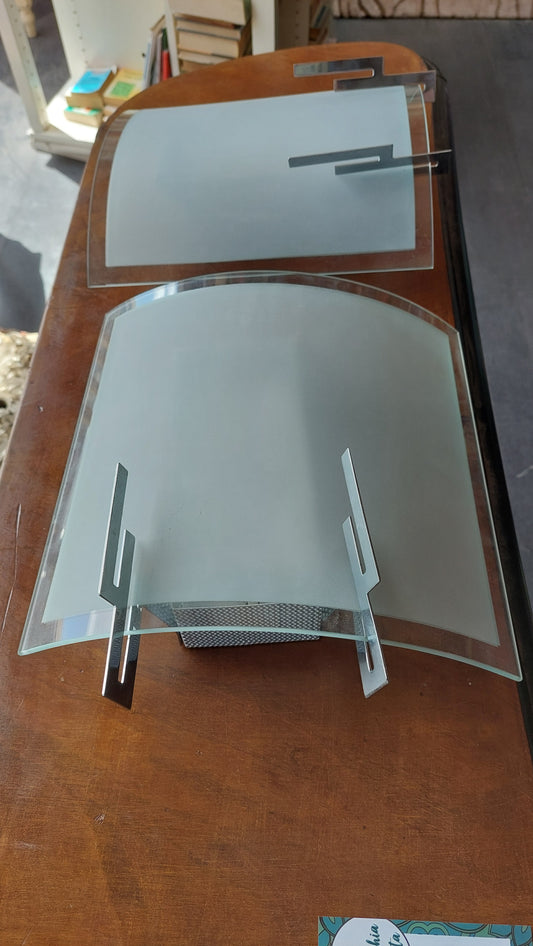 Coppia Applique Acciaio / Vetro Satinato 1 Luce
