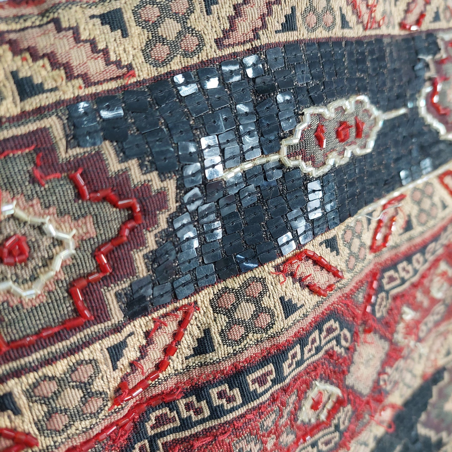 Borsa Tessuto/perline Etnica Vintage Int. Raso