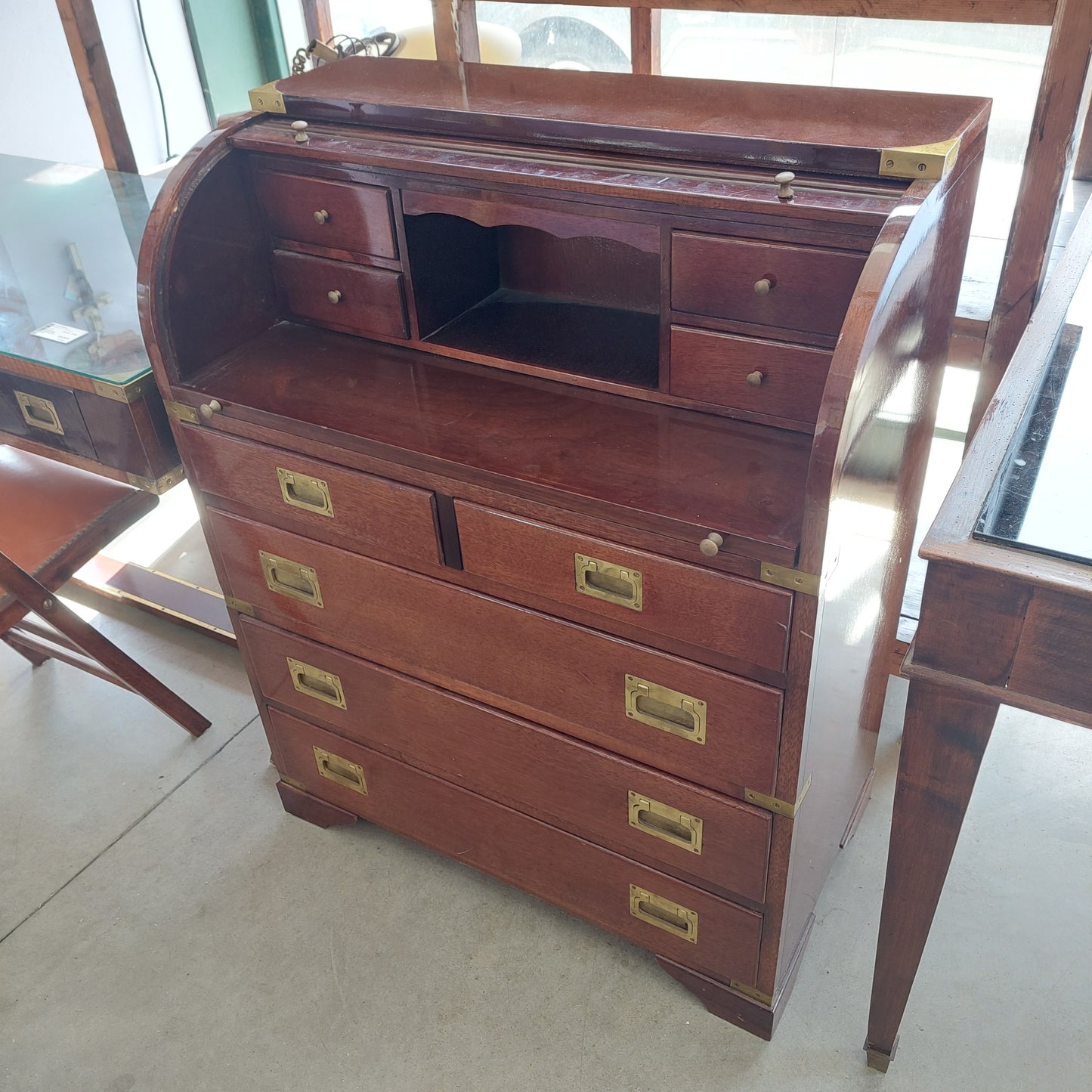 Secretaire Legno/ottone 3/c Persiana St. Marinaro Cm80x44x103h