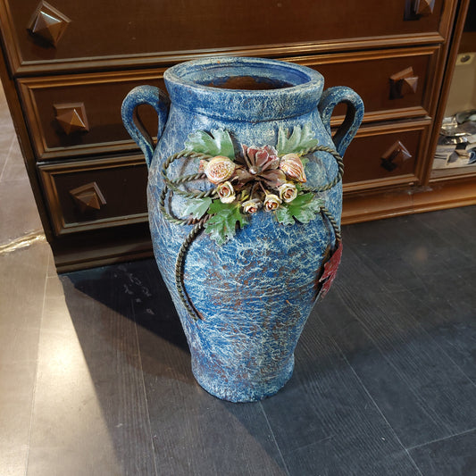 Porta Ombrelli Anfora Terracotta Ferro Battuto D35x55h