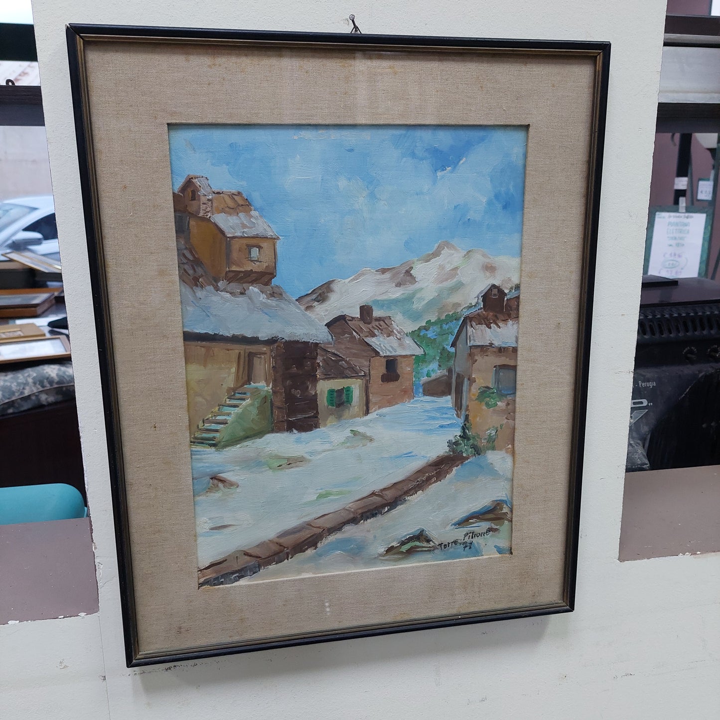 Quadro Paesino Montano Firmato T. Pitrone Cm42x52