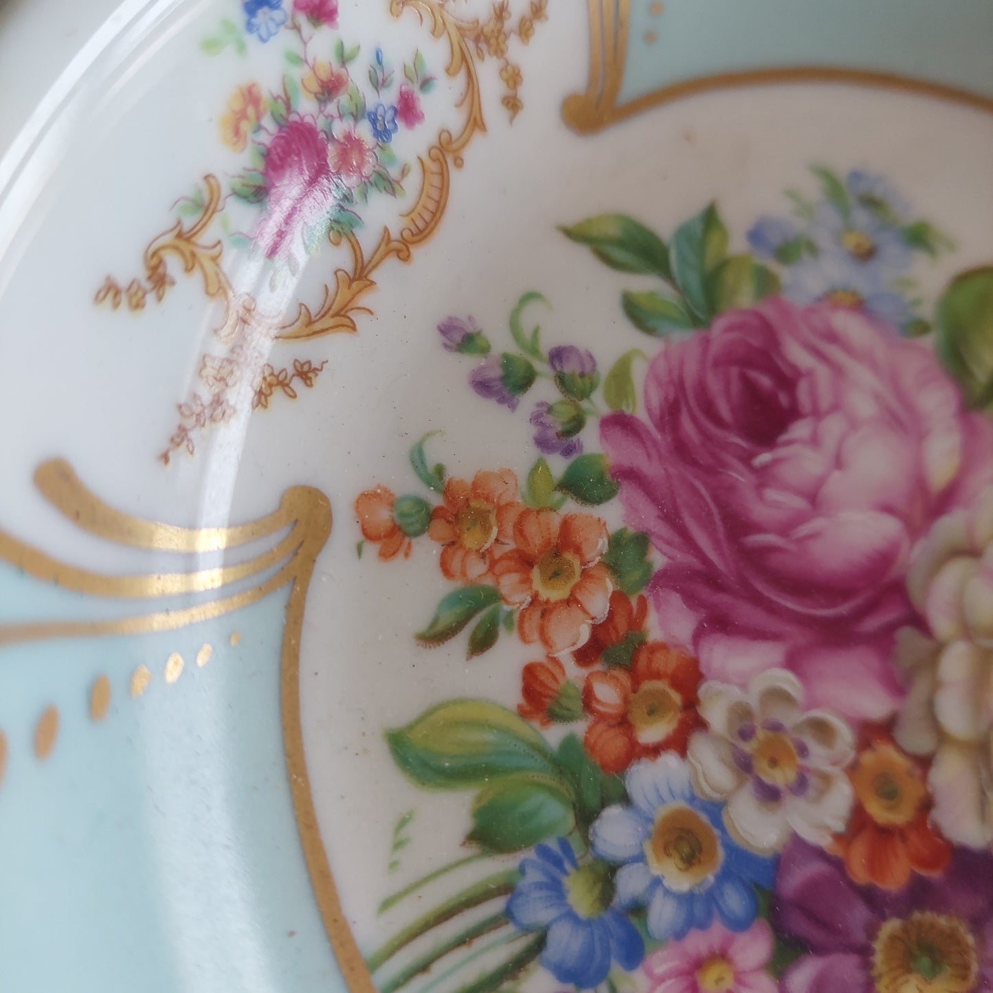 Posacenere Rialzato Porcellana Limoges Ottone