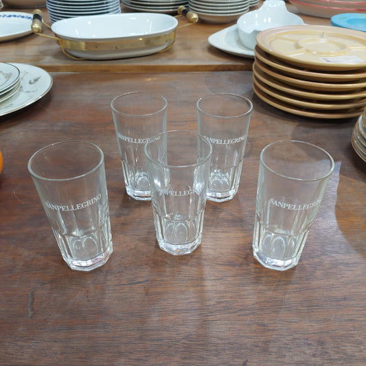 Set/5 Bicchieri Vetro Vintage Sanpellegrino