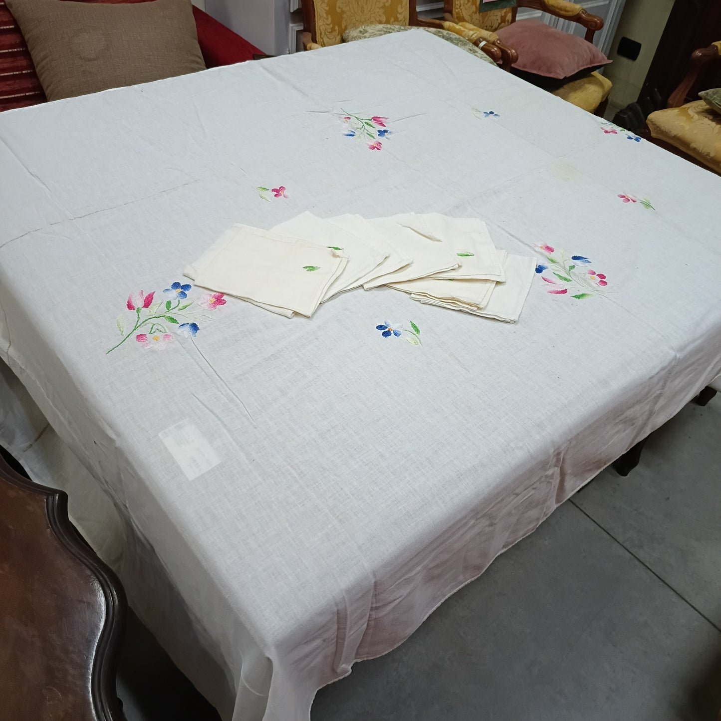 Tovaglia Lino** Ricamati Fiori Cm220x130