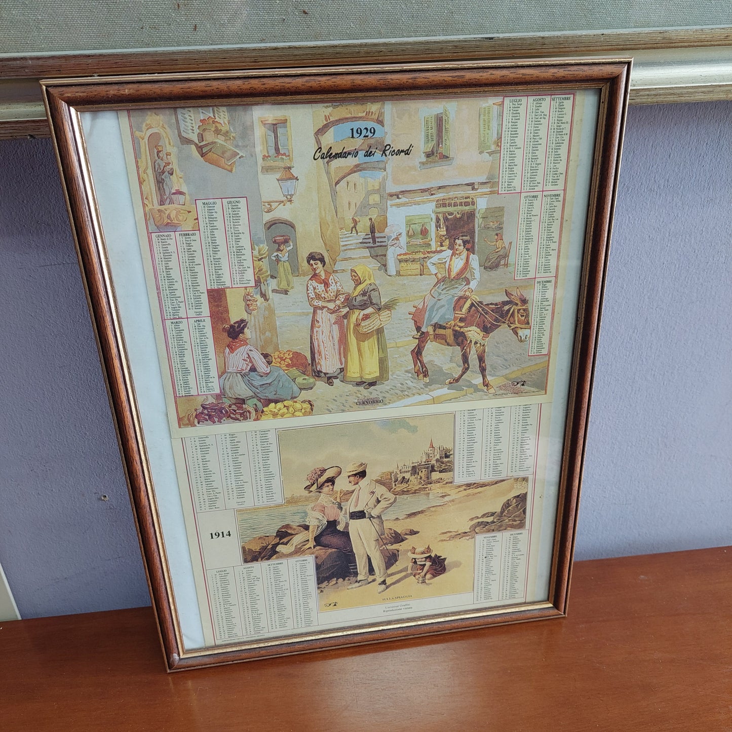 Q/stampa Calendario Dei Ricordi 1929/1914 Cm32x42