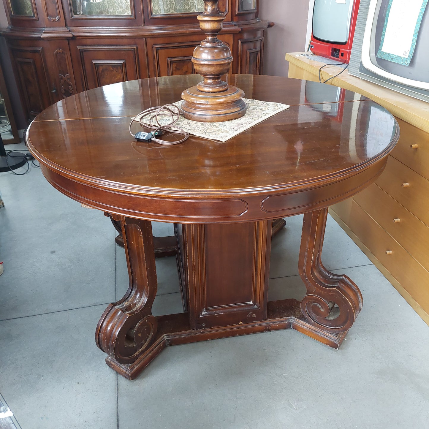 Tavolo Legno * Tondo All. Anni 60 D120/400x75h