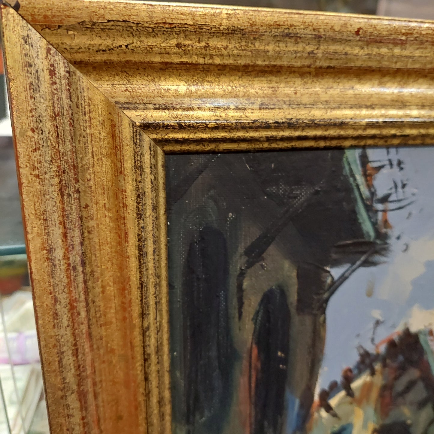 Quadro Vicolo Olio Su Tela Firmato Cm48,5x87,5
