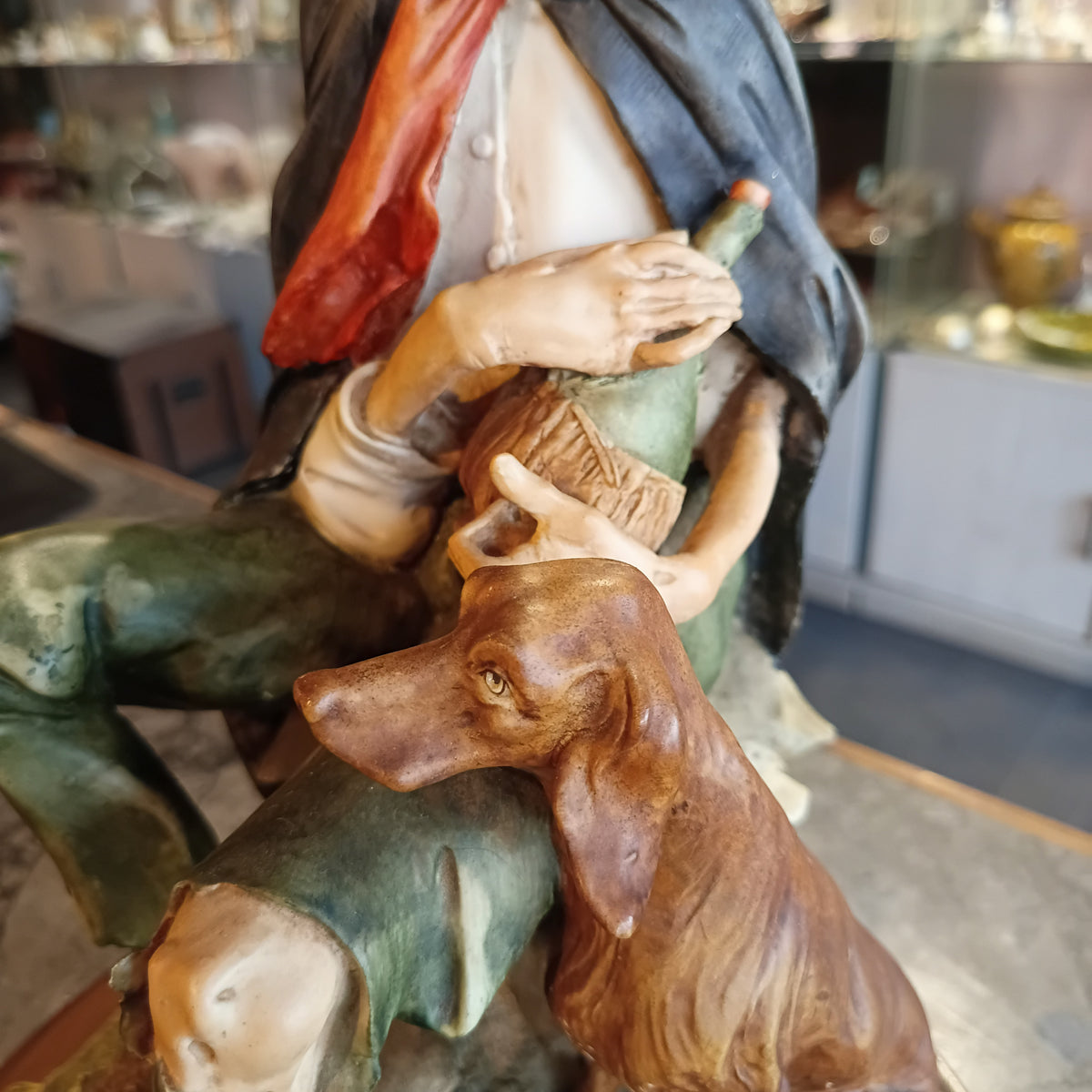 Statua Anziano Con Cane Stile Capodimonte