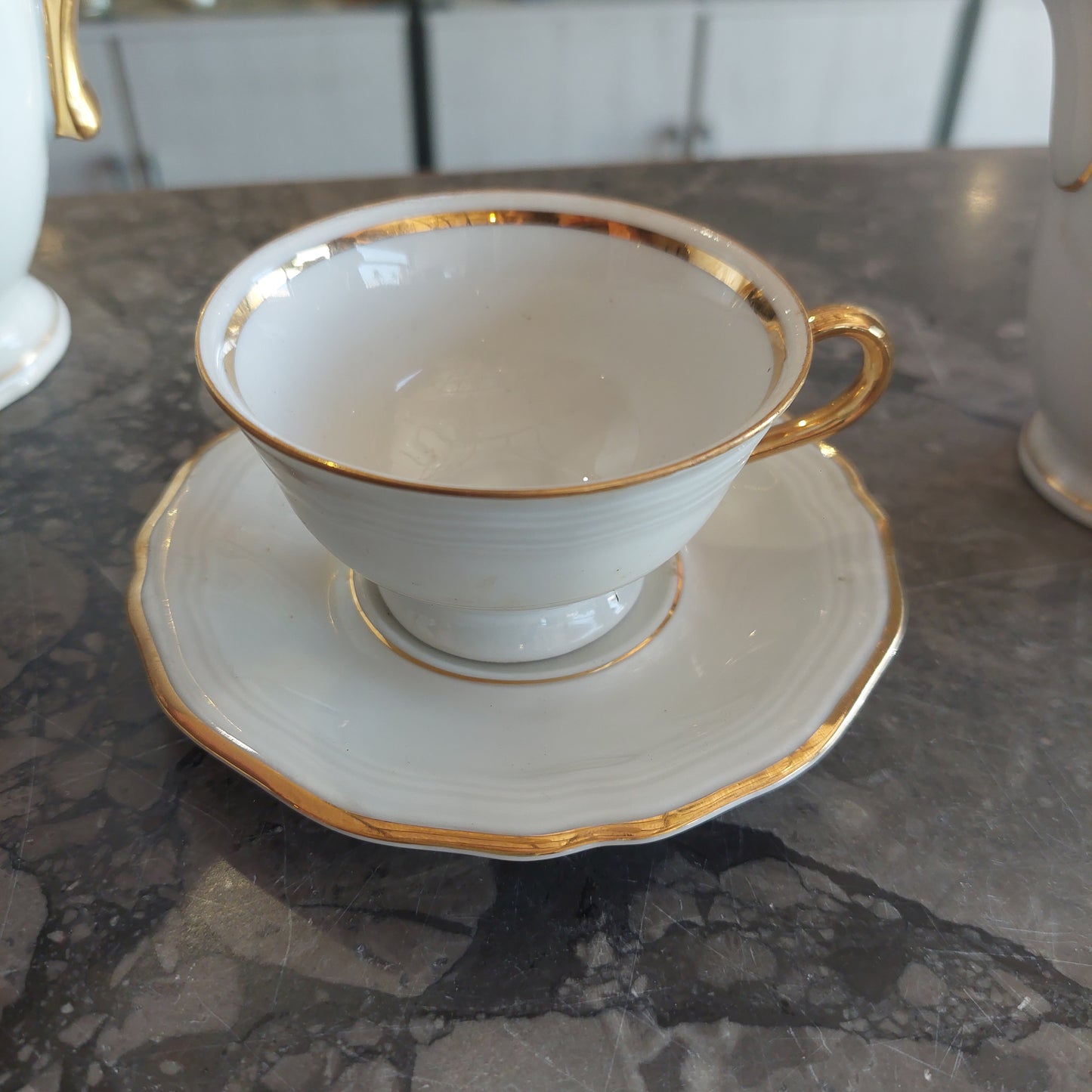 Servizio Caffè Porcellana Bavaria Bordo Oro 6 + 3