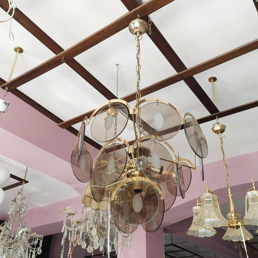 Lampadario St. Gino Vistosi Ottone/vetro Fume' 6/l