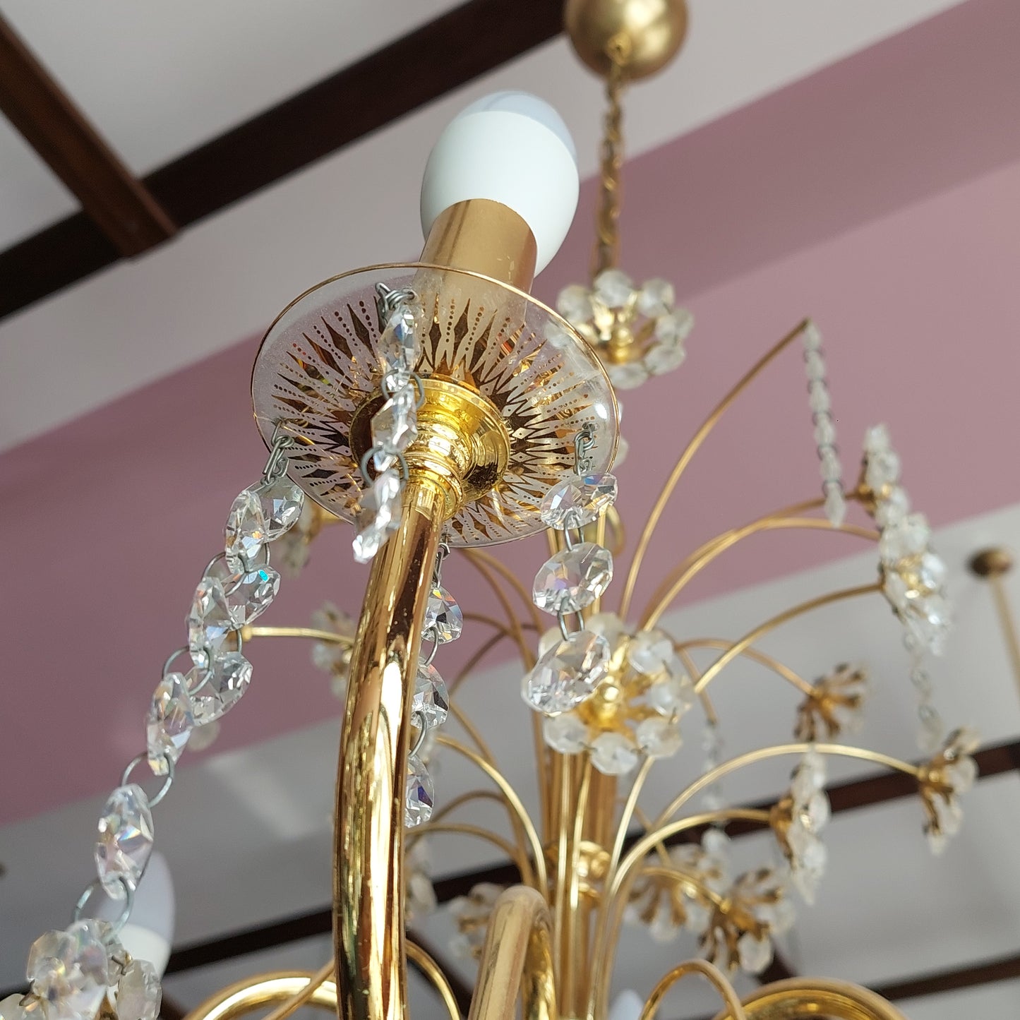Lampadario Metallo Dorato Fiori Brindoli 6/l
