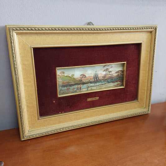 Quadro * Paesaggio Lago L. Cargnel Cornice Oro Cm38x27