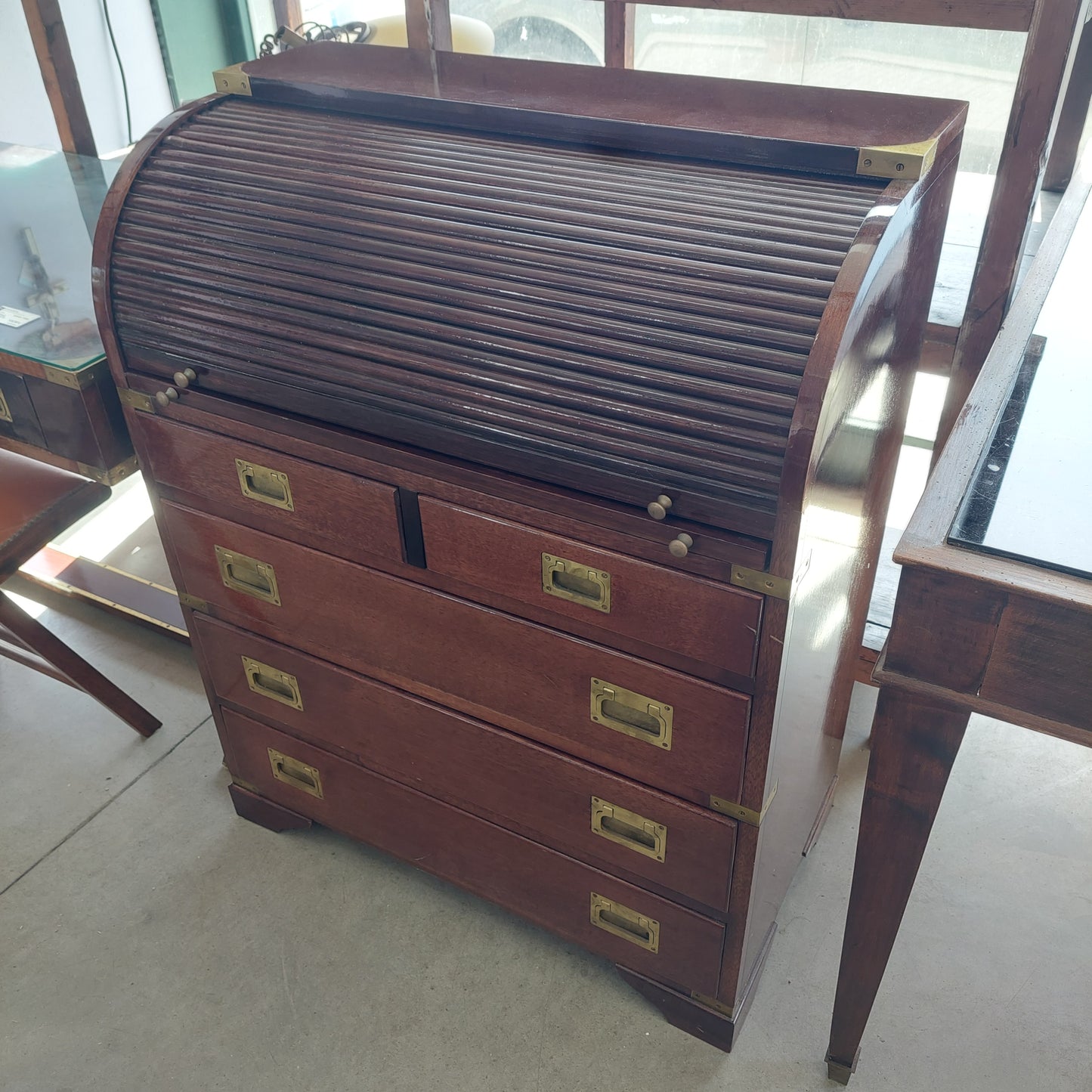 Secretaire Legno/ottone 3/c Persiana St. Marinaro Cm80x44x103h
