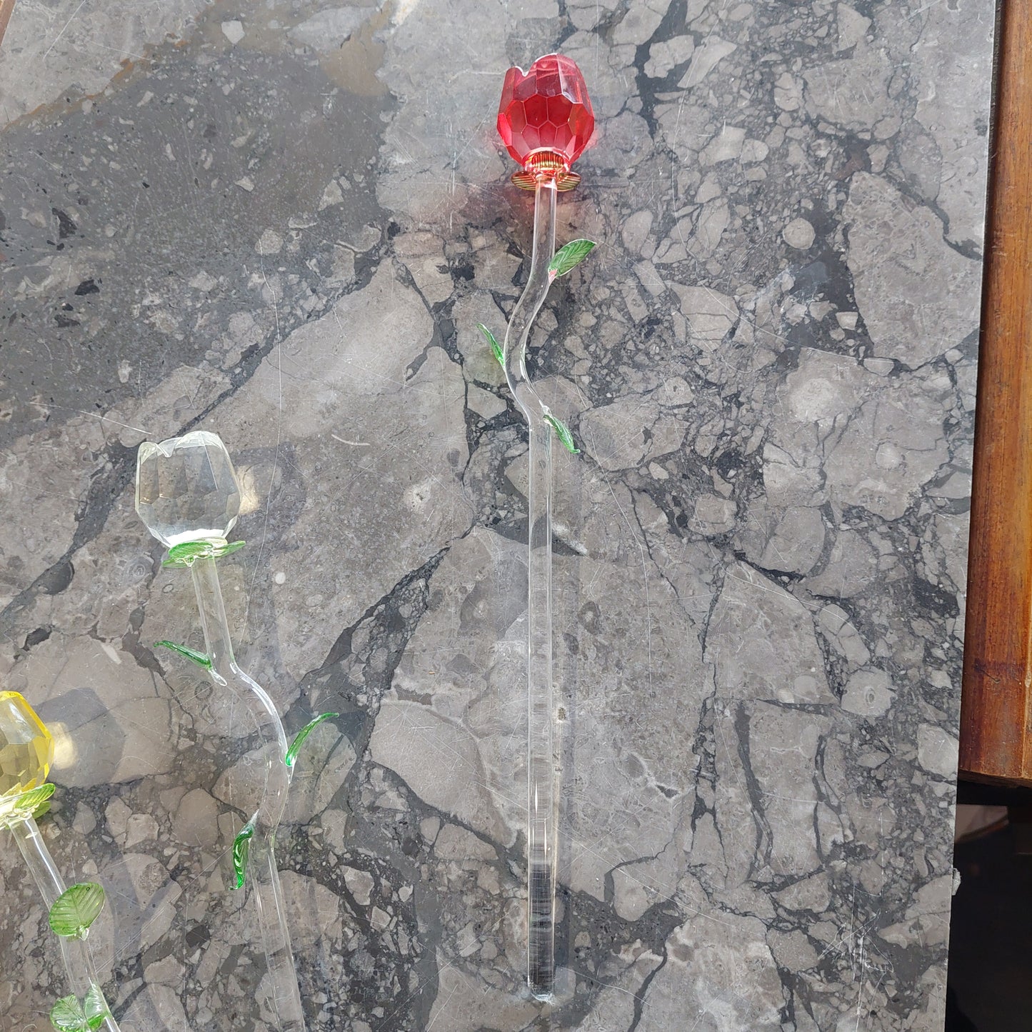 Rosa Cristallo E Murano Stelo Lungo Vintage