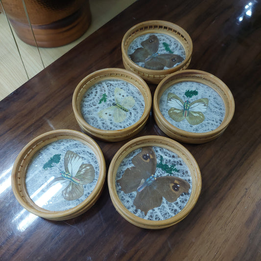 Set/5 Sottobicchieri Bambù Farfalle