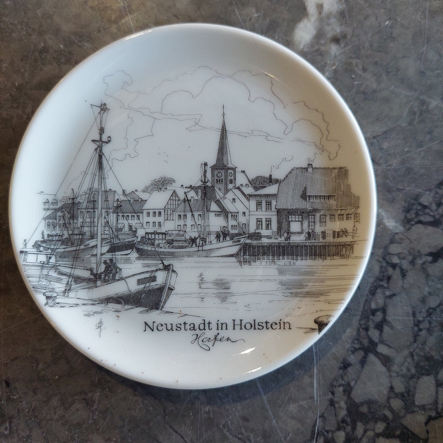 Set/3 Piattini Souvenir Neustadt Holstein Porcellana Gegr 1849 Uhlenhorst