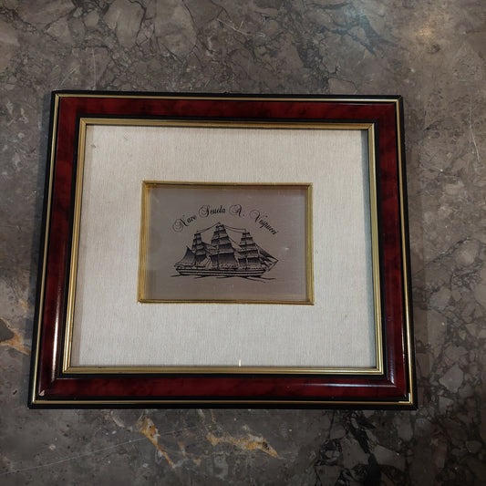 Quadro Lamina Oro Nave Scuola A. Vespucci Cm29x25,5