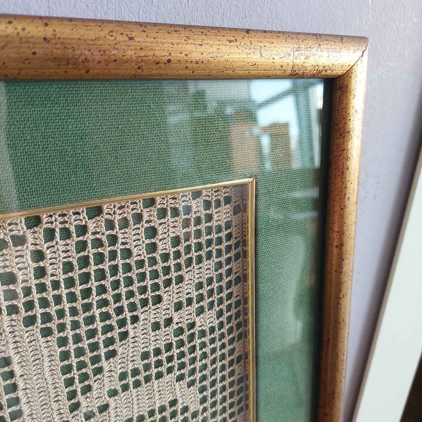 Quadro Uncinetto Cornice Dorata