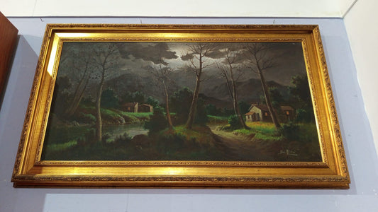 Quadro Olio Su Tela Paesaggio Notturno De Mitri Cm140x80