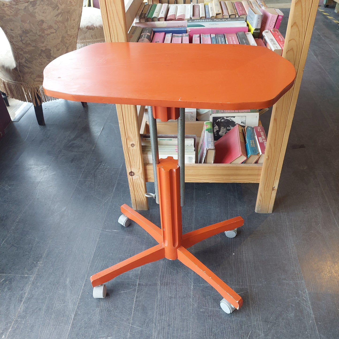 Carrellino Legno Arancio Vintage Cm58x33x74h
