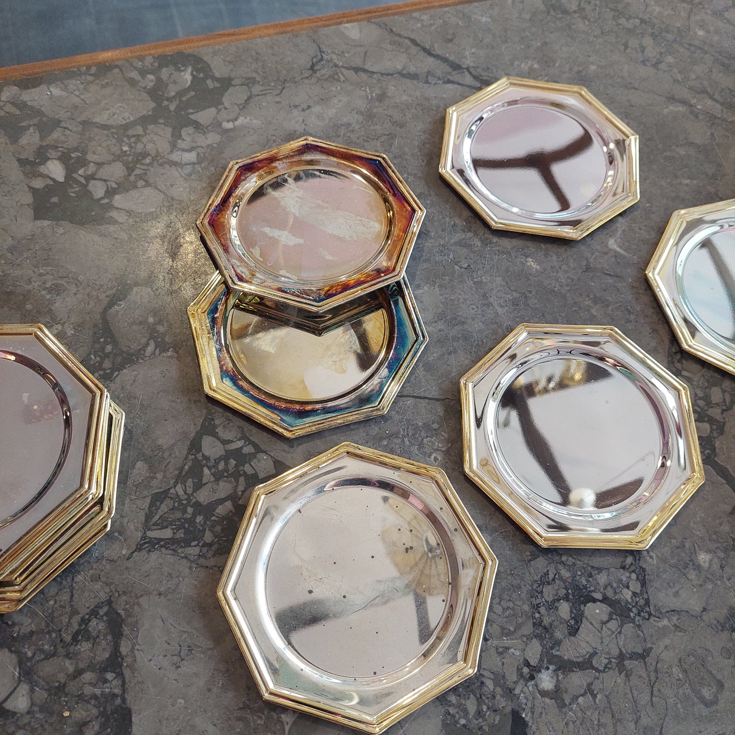 Set/12 Sottobicchieri Silverplated Bordo Ottone