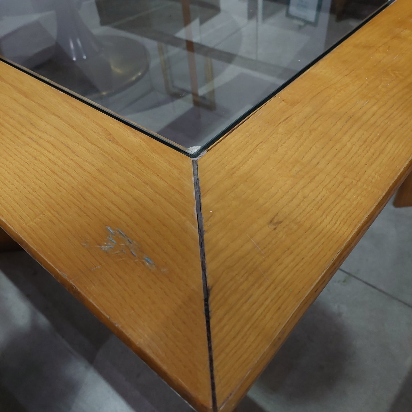 Tavolo* Quadrato Legno/vetro Vintage Cm108x108x75h