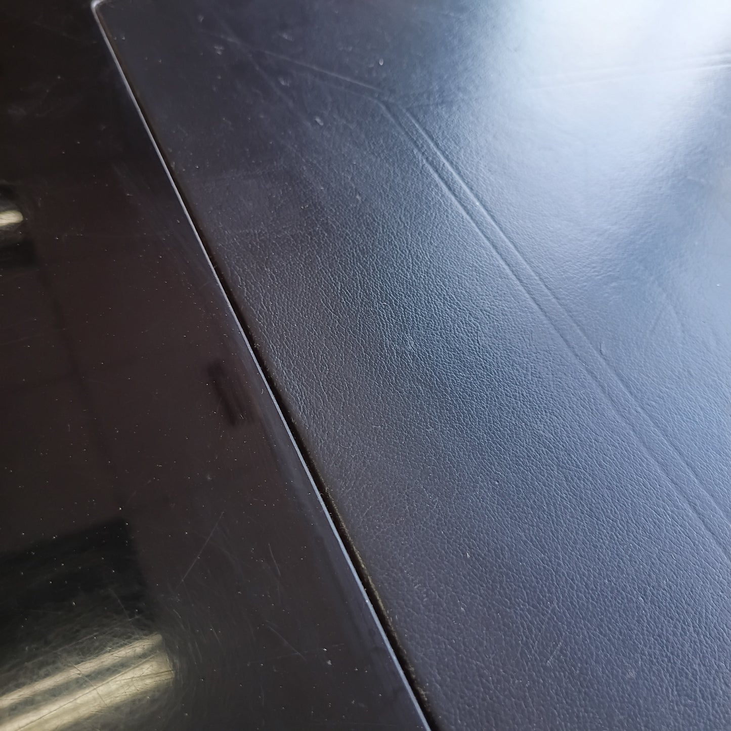Scrivania* Da Ufficio Nera/pelle+cassettiera 3/c+penisola Cm198,5x90x77+80x60x70