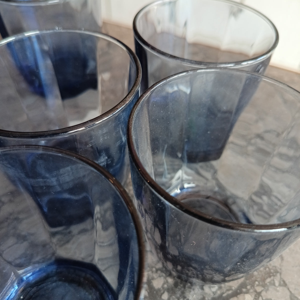 Set/9 Bicchieri Vetro Blu