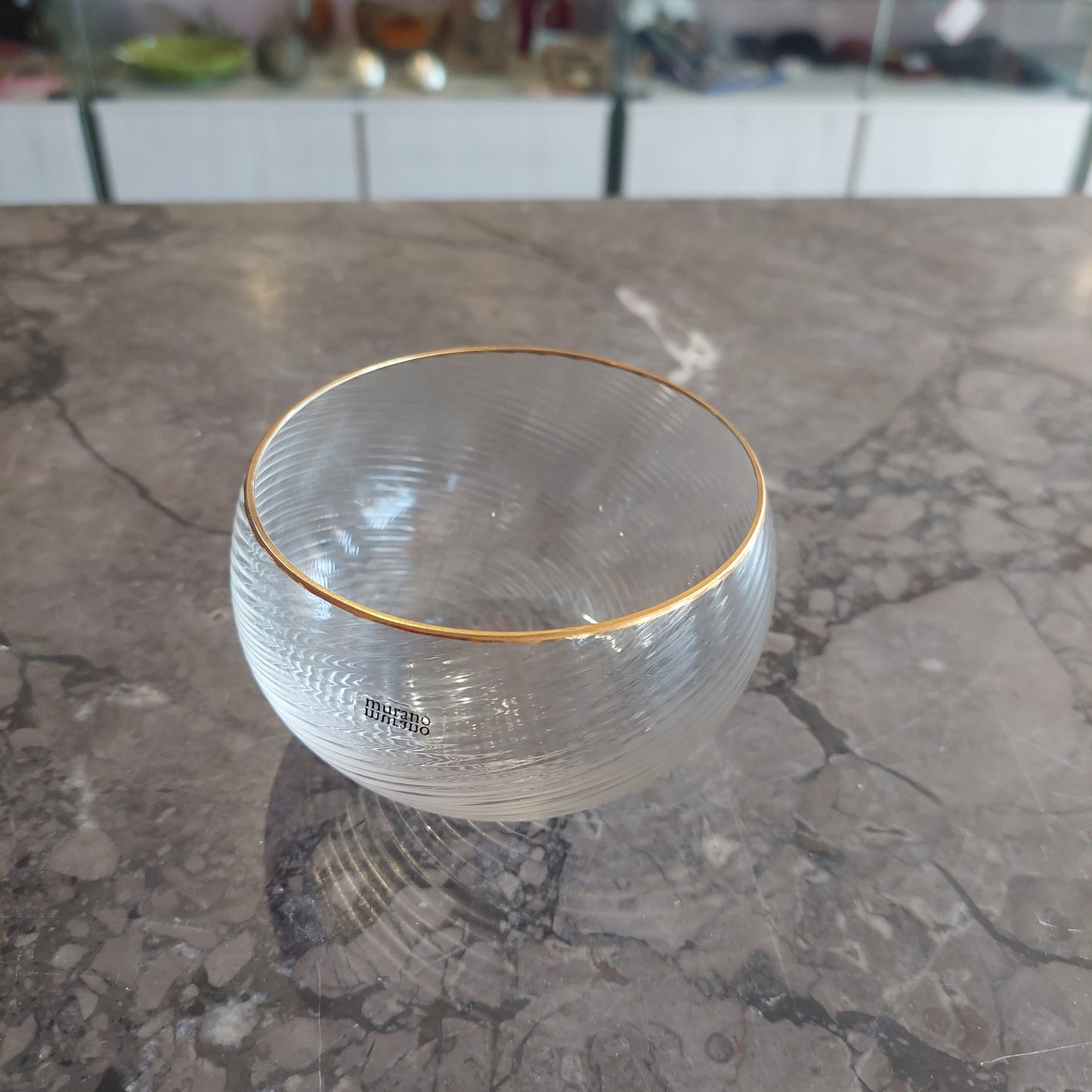 Ciotolina Vetro Di Murano Bordo Oro D10x5,5h